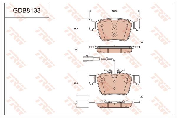 TRW GDB8133 - Гальмівні колодки, дискові гальма autozip.com.ua