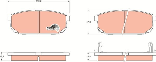 TRW GDB3344 - Гальмівні колодки, дискові гальма autozip.com.ua