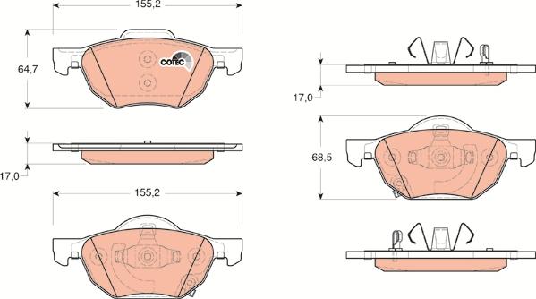 TRW GDB3355 - Гальмівні колодки, дискові гальма autozip.com.ua