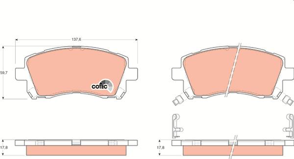 TRW GDB3217 - Гальмівні колодки, дискові гальма autozip.com.ua