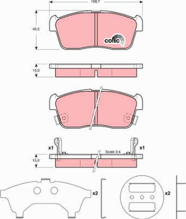 TRW GDB3236 - Гальмівні колодки, дискові гальма autozip.com.ua