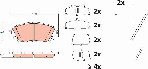 TRW GDB2488 - Гальмівні колодки, дискові гальма autozip.com.ua