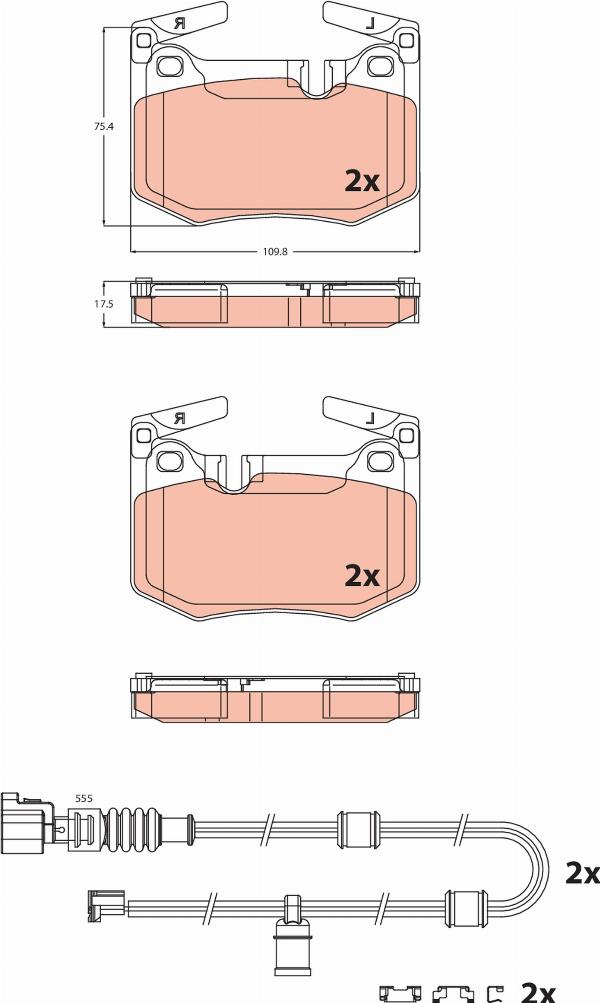 TRW GDB2543 - Гальмівні колодки, дискові гальма autozip.com.ua