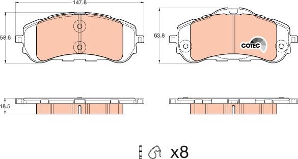 TRW GDB2044 - Гальмівні колодки, дискові гальма autozip.com.ua