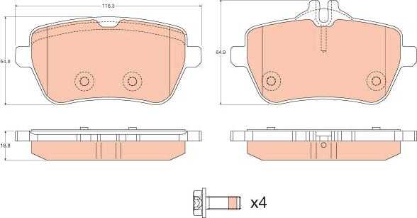 TRW GDB2014 - Гальмівні колодки, дискові гальма autozip.com.ua