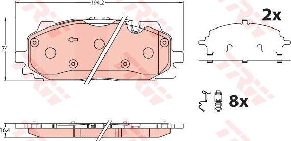 TRW GDB2190 - Гальмівні колодки, дискові гальма autozip.com.ua