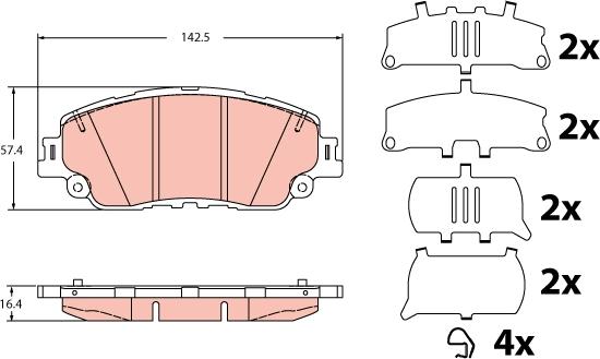 TRW GDB2354 - Гальмівні колодки, дискові гальма autozip.com.ua