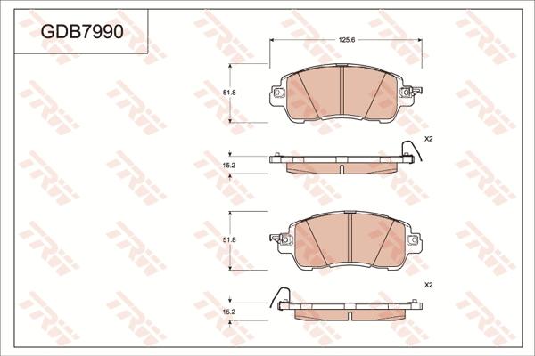 TRW GDB7990 - Гальмівні колодки, дискові гальма autozip.com.ua