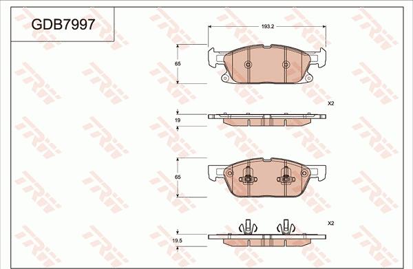 TRW GDB7997DT - Гальмівні колодки, дискові гальма autozip.com.ua