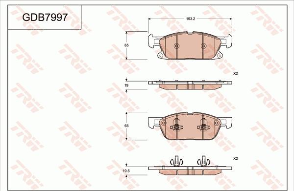 TRW GDB7997 - Гальмівні колодки, дискові гальма autozip.com.ua