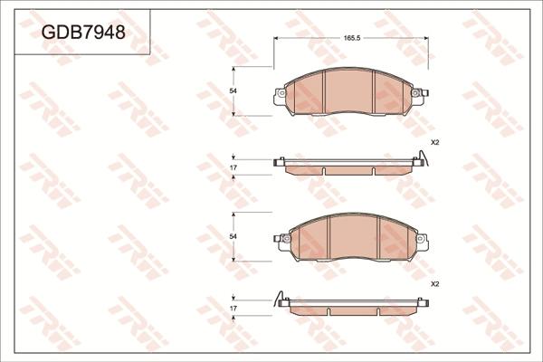 TRW GDB7948DT - Гальмівні колодки, дискові гальма autozip.com.ua