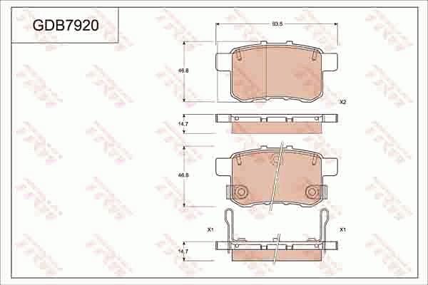 TRW GDB7920AT - Гальмівні колодки, дискові гальма autozip.com.ua