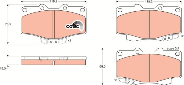 TRW GDB797 - Гальмівні колодки, дискові гальма autozip.com.ua