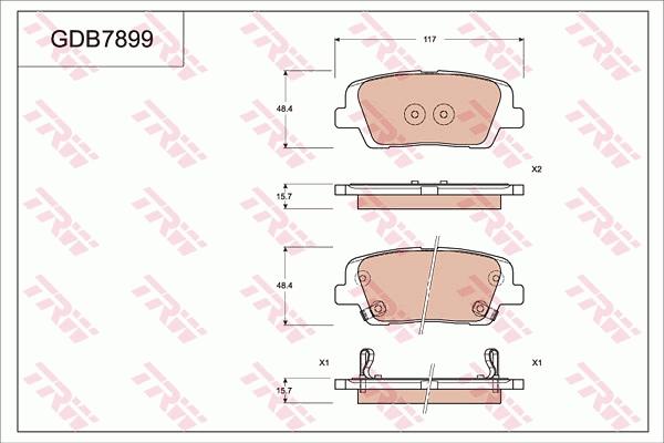 TRW GDB7899 - Гальмівні колодки, дискові гальма autozip.com.ua