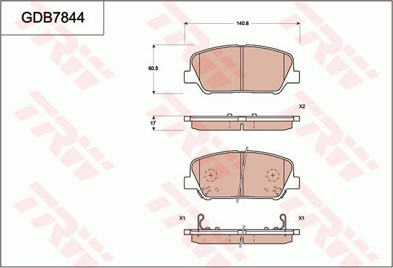 TRW GDB7844 - Гальмівні колодки, дискові гальма autozip.com.ua