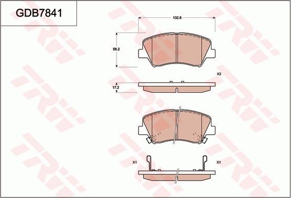 TRW GDB7841 - Гальмівні колодки, дискові гальма autozip.com.ua