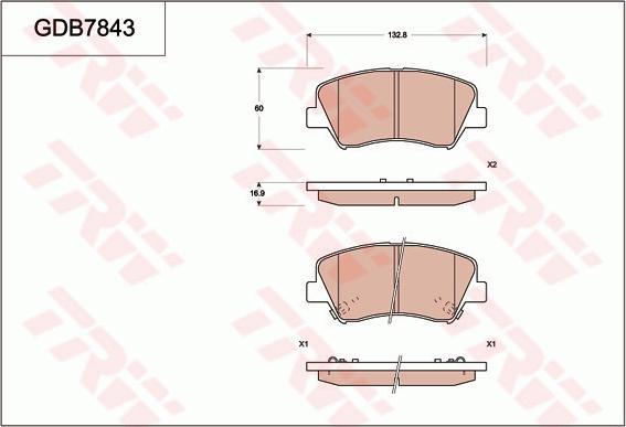 TRW GDB7843 - Гальмівні колодки, дискові гальма autozip.com.ua