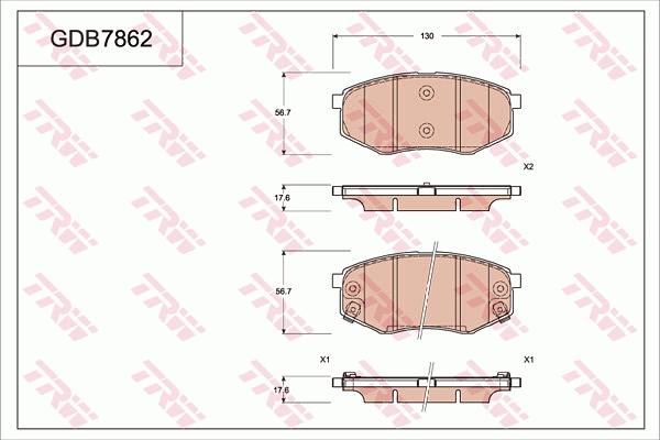 TRW GDB7862 - Гальмівні колодки, дискові гальма autozip.com.ua