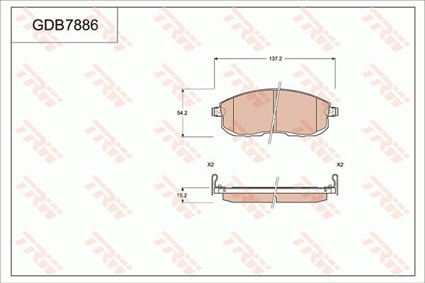 TRW GDB7886 - Гальмівні колодки, дискові гальма autozip.com.ua