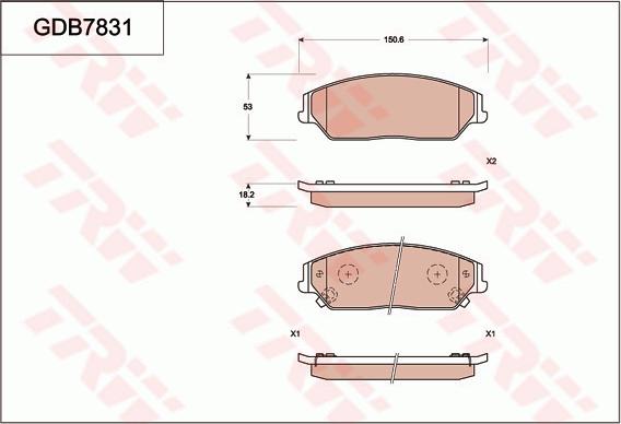 TRW GDB7831 - Гальмівні колодки, дискові гальма autozip.com.ua