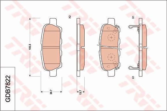 TRW GDB7822DT - Гальмівні колодки, дискові гальма autozip.com.ua