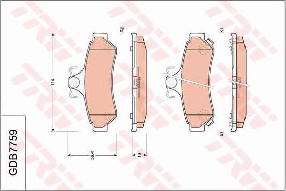 TRW GDB7759DT - Гальмівні колодки, дискові гальма autozip.com.ua