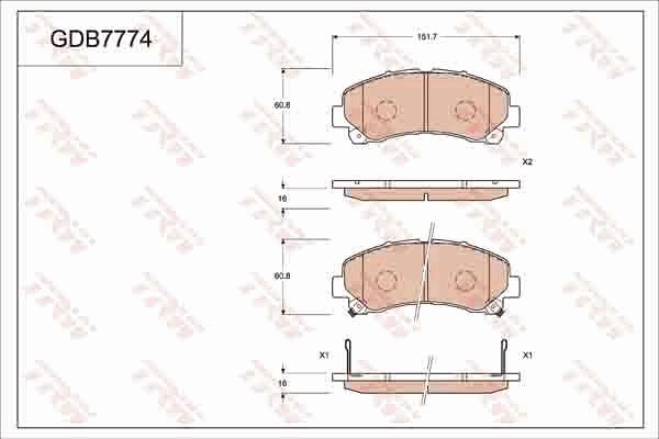 TRW GDB7774DT - Гальмівні колодки, дискові гальма autozip.com.ua