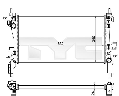 TYC 709-0021-R - Радіатор, охолодження двигуна autozip.com.ua