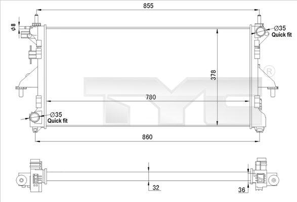 TYC 709-0028-R - Радіатор, охолодження двигуна autozip.com.ua