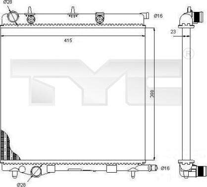 TYC 705-0068 - Радіатор, охолодження двигуна autozip.com.ua