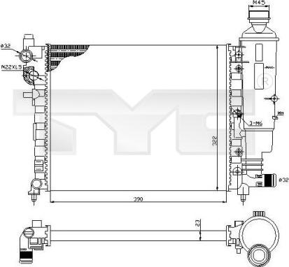 TYC 705-0032 - Радіатор, охолодження двигуна autozip.com.ua