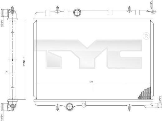 TYC 705-0027 - Радіатор, охолодження двигуна autozip.com.ua