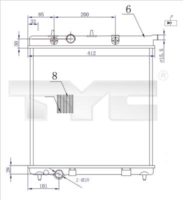 TYC 705-0072-R - Радіатор, охолодження двигуна autozip.com.ua