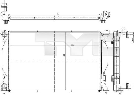 TYC 702-0012 - Радіатор, охолодження двигуна autozip.com.ua