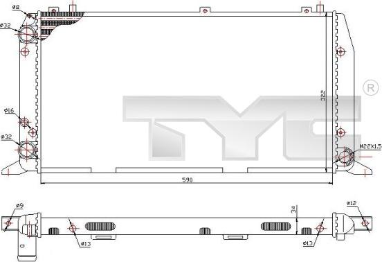 TYC 702-0035 - Радіатор, охолодження двигуна autozip.com.ua