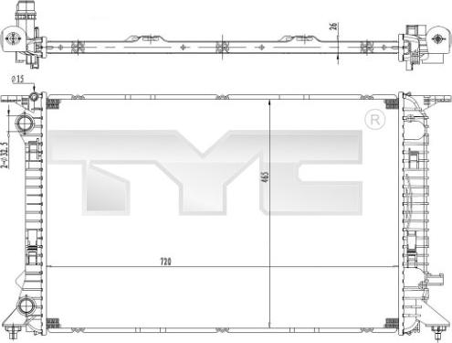 TYC 702-0036 - Радіатор, охолодження двигуна autozip.com.ua