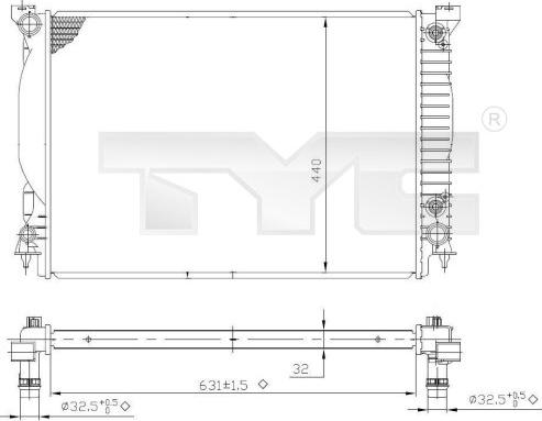 TYC 702-0021 - Радіатор, охолодження двигуна autozip.com.ua