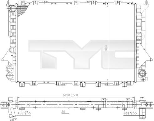 TYC 702-0028 - Радіатор, охолодження двигуна autozip.com.ua