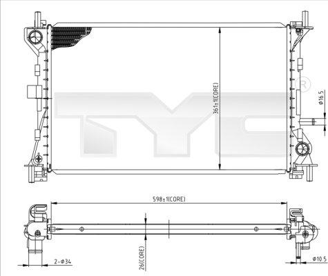 TYC 710-0052 - Радіатор, охолодження двигуна autozip.com.ua