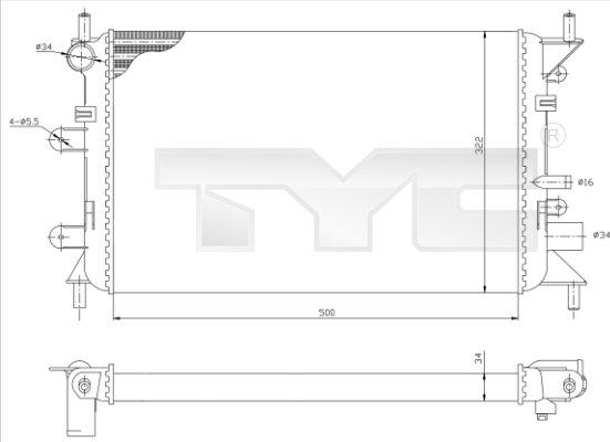 TYC 710-0036-R - Радіатор, охолодження двигуна autozip.com.ua