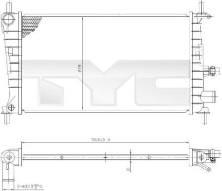 TYC 710-0026 - Радіатор, охолодження двигуна autozip.com.ua