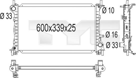 TYC 710-1001 - Радіатор, охолодження двигуна autozip.com.ua