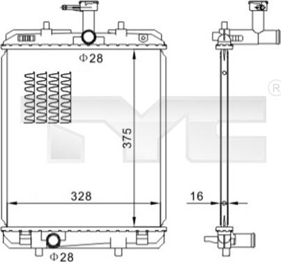 TYC 736-0032 - Радіатор, охолодження двигуна autozip.com.ua