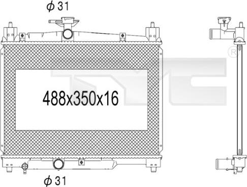 TYC 736-1009 - Радіатор, охолодження двигуна autozip.com.ua