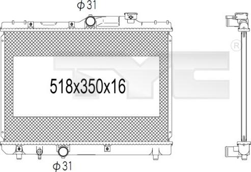 TYC 736-1005 - Радіатор, охолодження двигуна autozip.com.ua