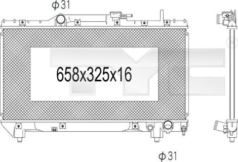 TYC 736-1001 - Радіатор, охолодження двигуна autozip.com.ua