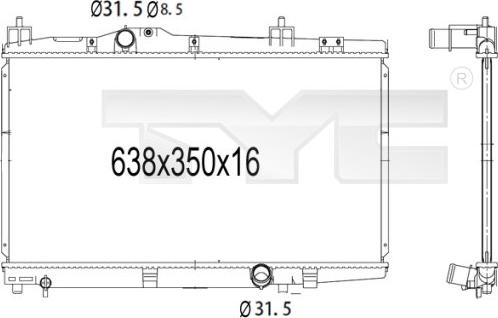 TYC 736-1008 - Радіатор, охолодження двигуна autozip.com.ua