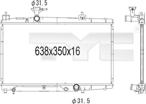 TYC 736-1010 - Радіатор, охолодження двигуна autozip.com.ua