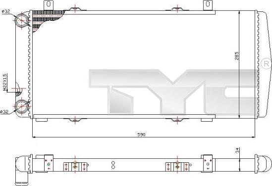 TYC 732-0002 - Радіатор, охолодження двигуна autozip.com.ua