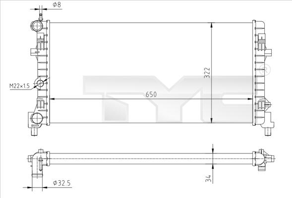 TYC 737-0064-R - Радіатор, охолодження двигуна autozip.com.ua